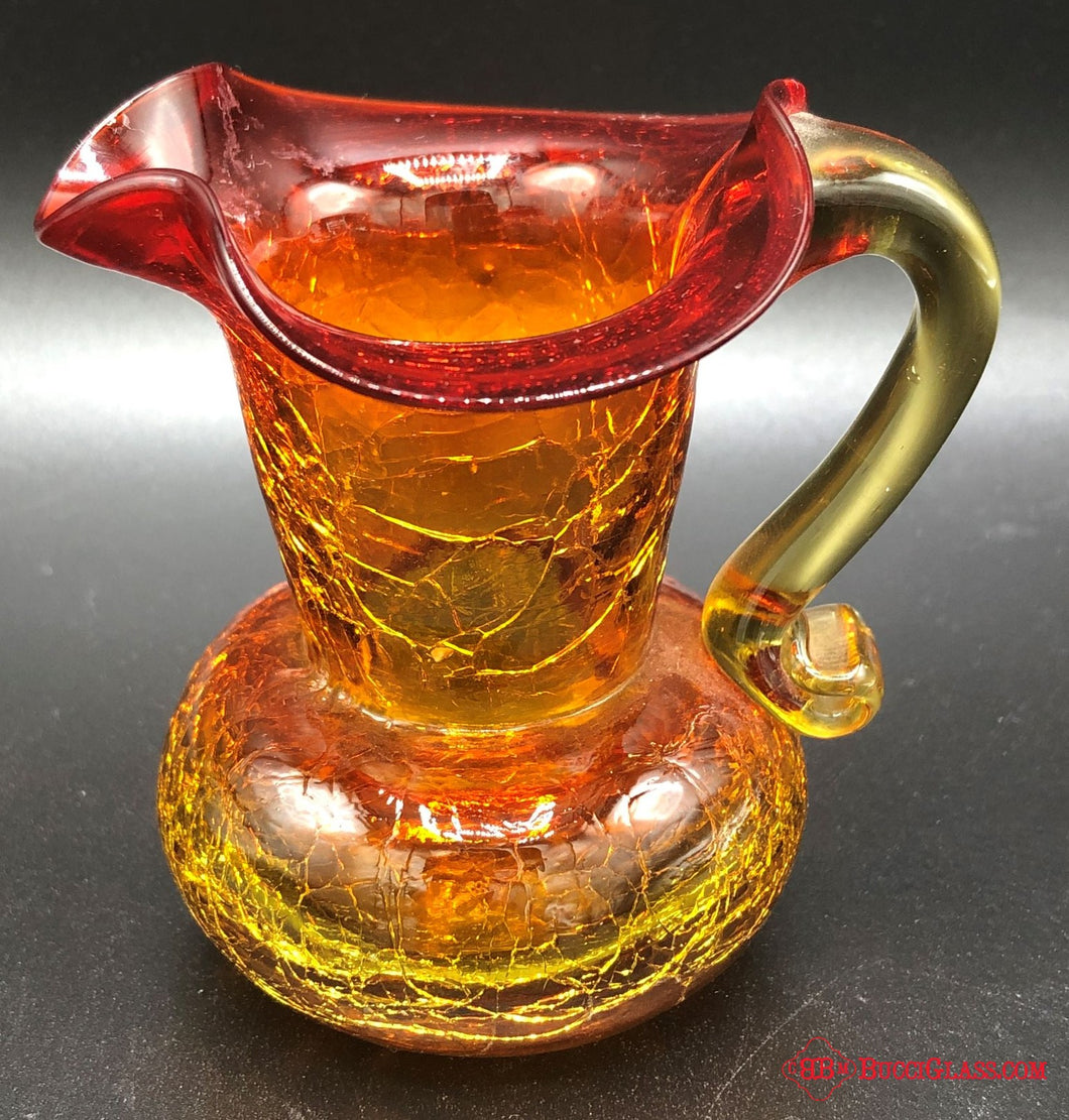 Amberina Crackle Glass Pitcher