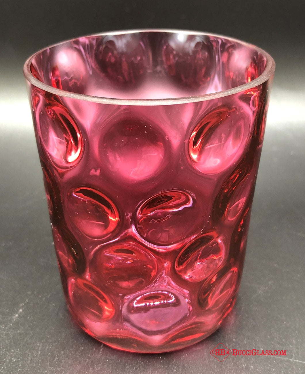 Cranberry Glass Coin Dot Tumbler