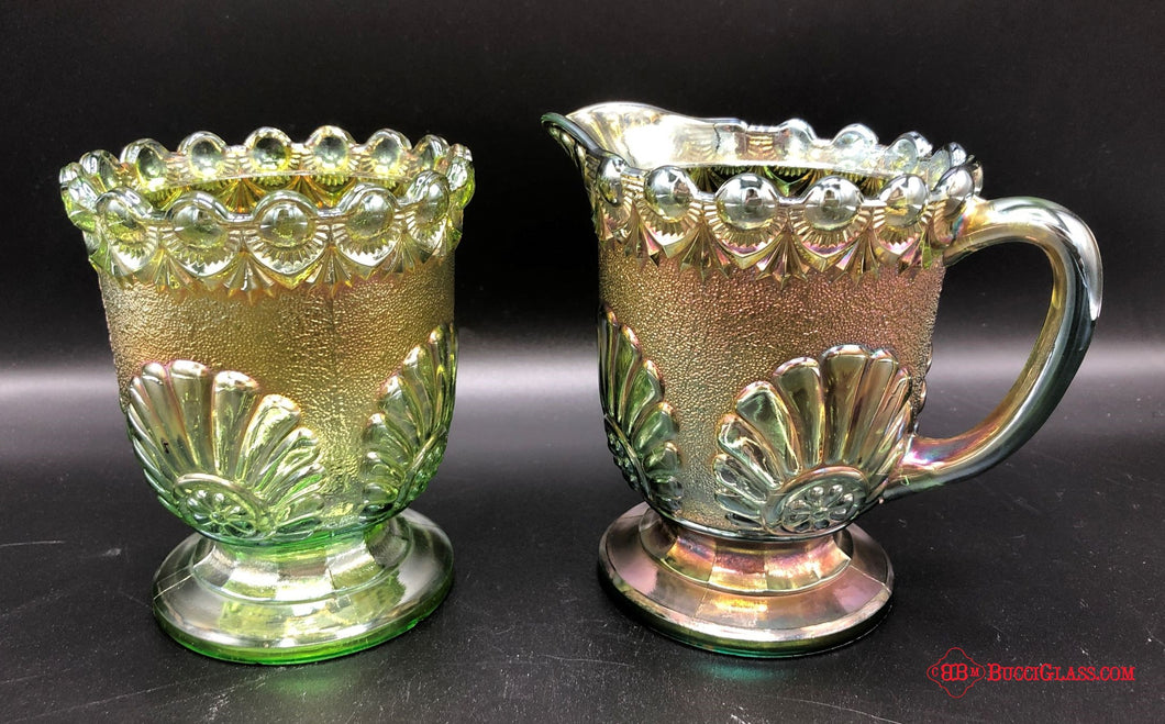 Westmoreland Carnival Glass Sugar & Creamer