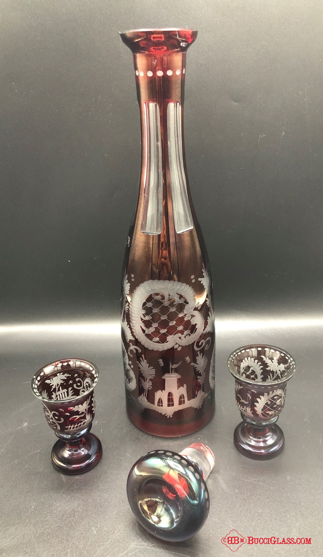 Egerman Ruby Cut Decanter & Cordials