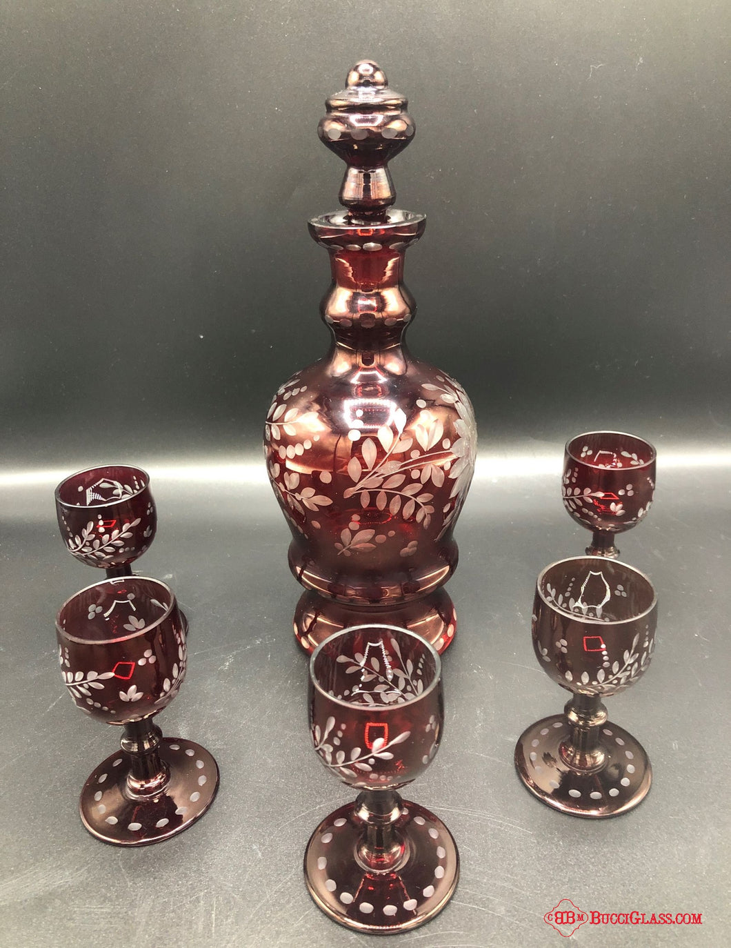 Bohemian Ruby Decanter Set