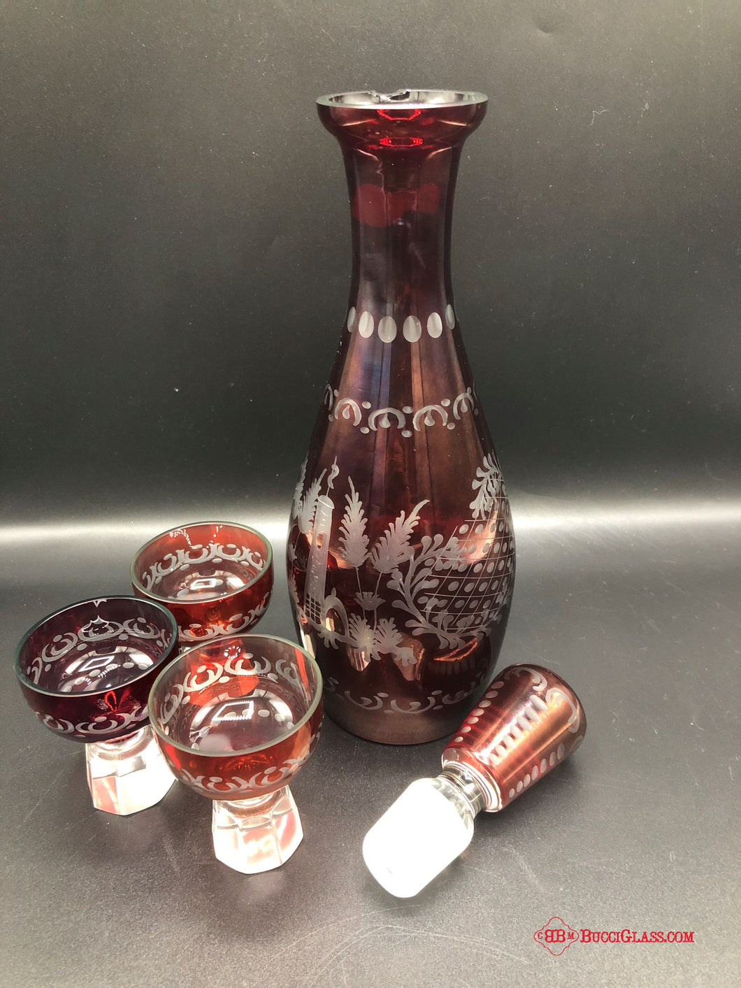 Bohemian Ruby Decanter Set