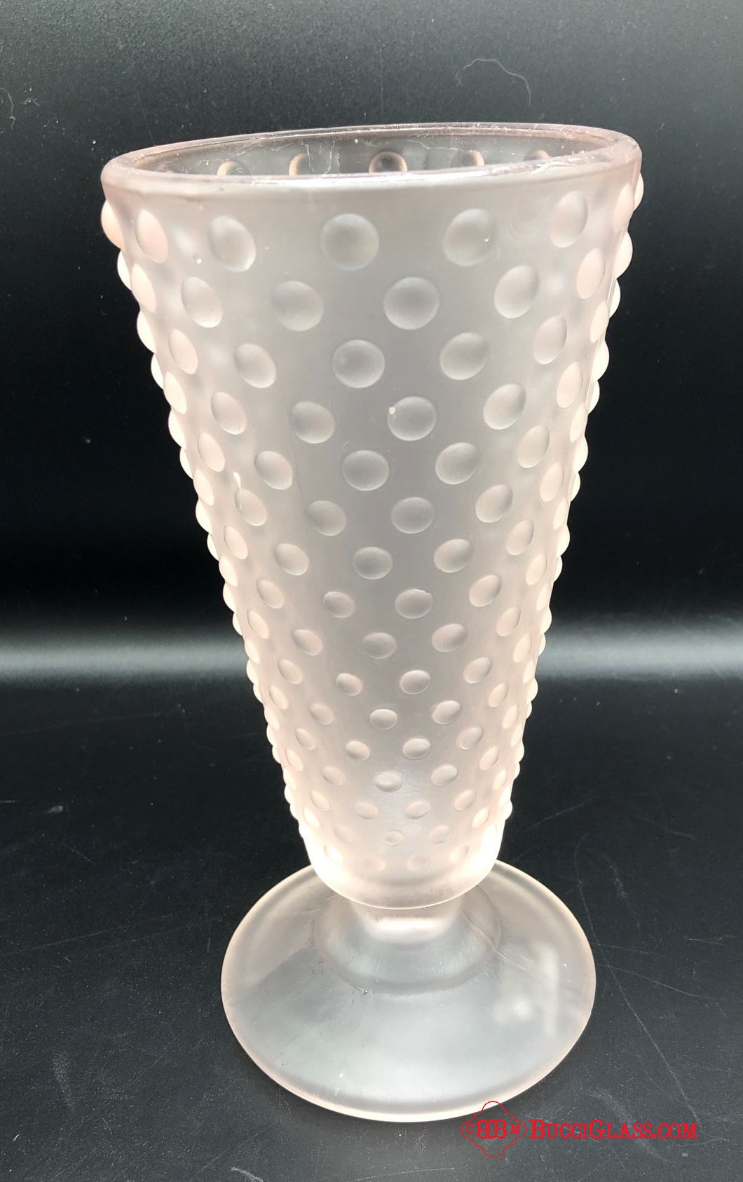 Pink Frosted Hobnail Vase