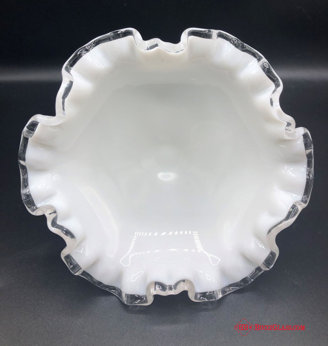 Milk Glass Ruffled Dish